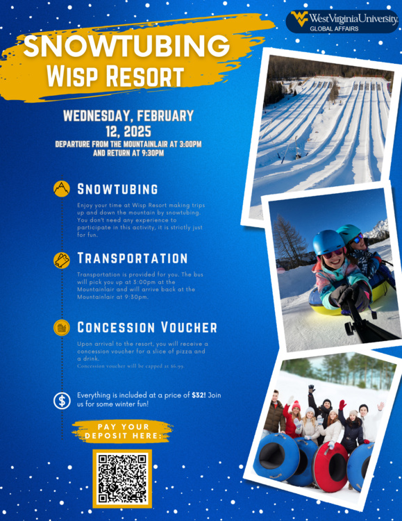 Snowtubing with WVU Global Affairs