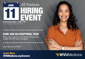 In-Person Hiring Event (ALL POSITIONS) at the Erickson Alumni Center in Morgantown, WV!