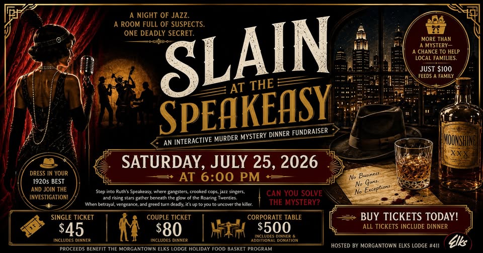 Slain at the Speakeasy – A Murder Mystery Fundraiser Dinner